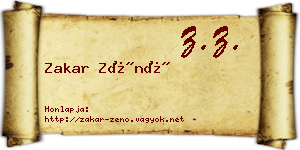 Zakar Zénó névjegykártya